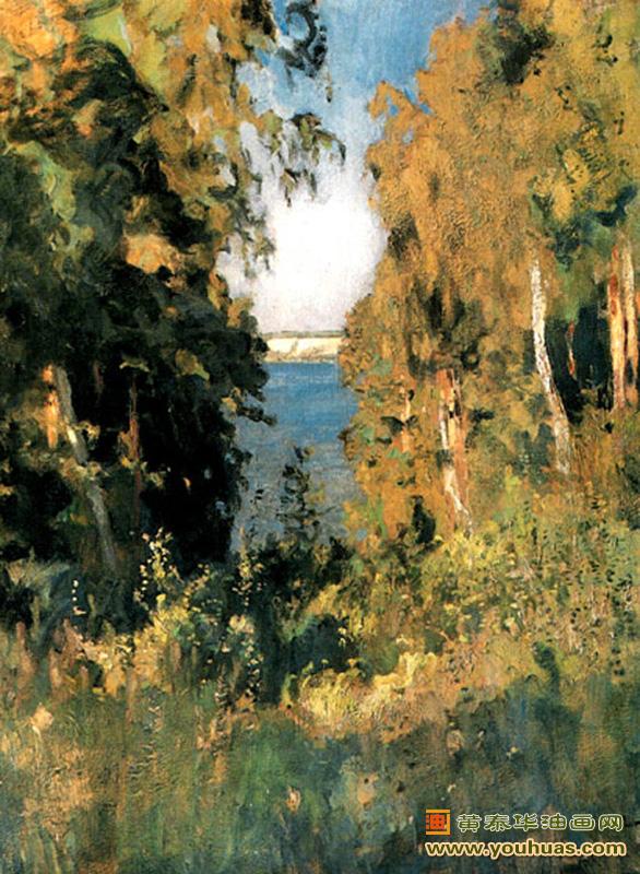山沟的景色,列维坦油画_列维坦作品欣赏