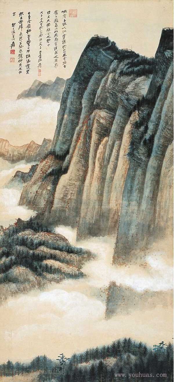 张大千山水画中国山水风景画作品欣赏