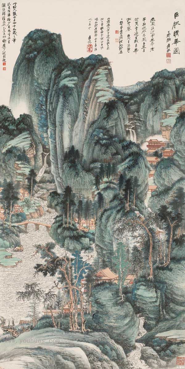 张大千山水画中国山水风景画作品欣赏