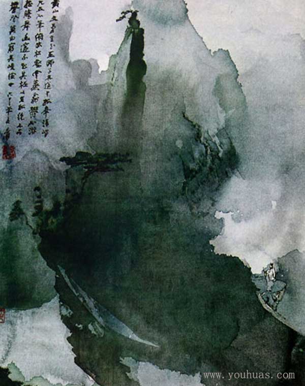 张大千山水画中国山水风景画作品欣赏