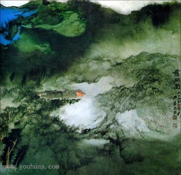 张大千山水画中国山水风景画作品欣赏