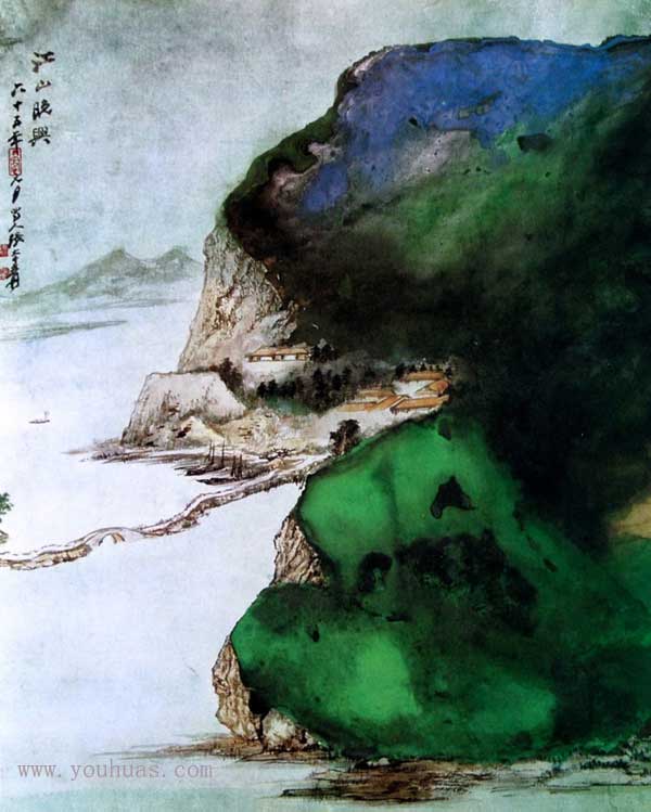 张大千山水画中国山水风景画作品欣赏