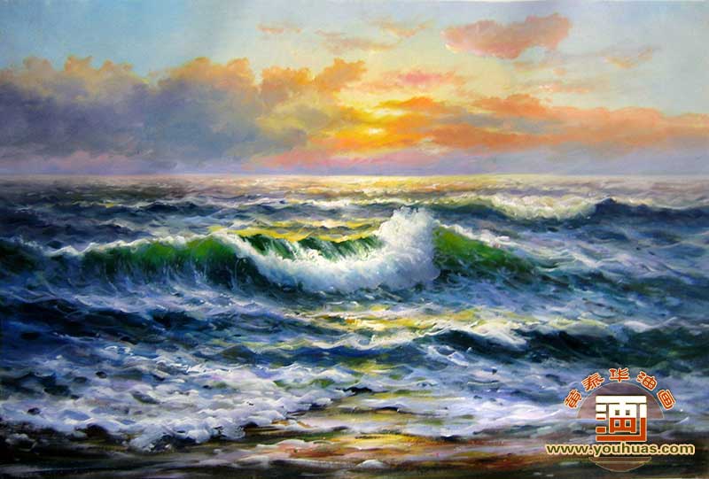 hl8001海浪风景油画